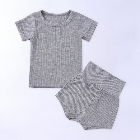 

Simplmasygenix Baby Sets Clearance Summer Dress Toddler Kids Baby Boys Girls Fashion Cute Solid Color Short Sleeve High Waist Shorts Cotton Casual Suit