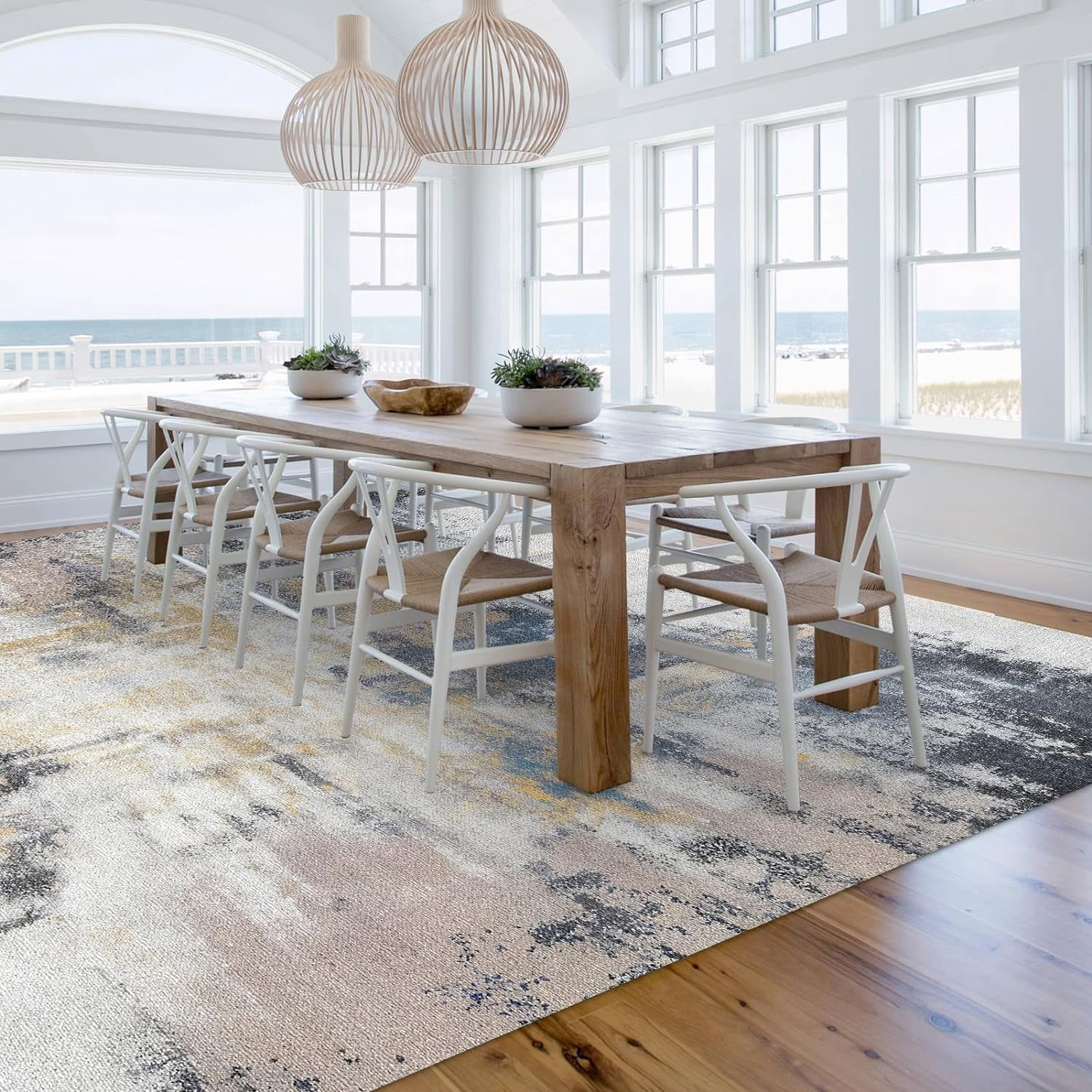OMERAI 6'x 9' Machine Washable Area Rug Abstract Rugs Ultra-Thin Area Rugs for Living Room Non Slip Stain Resistant Modern Carpet for Bedroom Dining Room Office Kitchen Bathroom