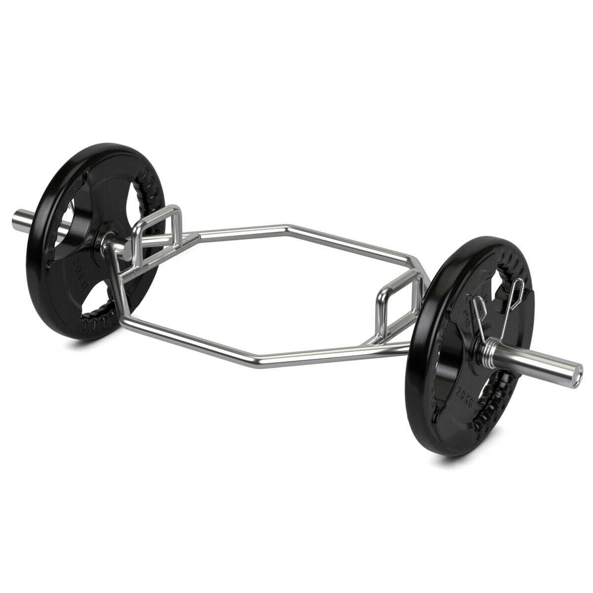 Gymax 56" Olympic Hexagon Deadlift Bar Trap Bar W/Folding Grips