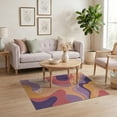 thumbnail image 3 of ODIKA 4'x6' Warm Pastel Tones Marble Abstraction Washable Area Rug Contemporary Fluid Design with Curves for Dorm Room, Small Living Stain Resistant Low Profile, Easy Care, 3 of 7