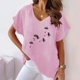 thumbnail image 2 of Birdeem Blouses pour Femmes T-Shirt Décontracté Imprimé Col en V Manches Courtes, 2 of 12