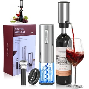 Rechargeable Electric Wine Opener Set with Aerator, Vacuum Stoppers, Foil Cutter and Bottle Opener, Automatic Wine Bottle Opener for Home Bar Travel Gift