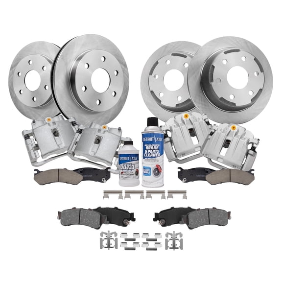 Detroit Axle - Brake Kit for 2003-2006 GMC Sierra Chevy Silverado 1500, 12.00'' Front and 12.80'' Rear Disc Rotors Ceramic Brake Pads Brake Calipers 2004 2005
