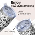 thumbnail image 4 of Stainless Steel 20oz Geometric Pattern Double Wall Tumbler with Handle, Insulated Travel Coffee Mug Leak Proof Straw, 4 of 5