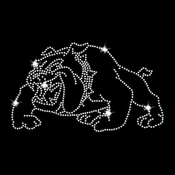 Bulldog Image Iron-on Clear Rhinestone Transfer by JCS Rhinestones