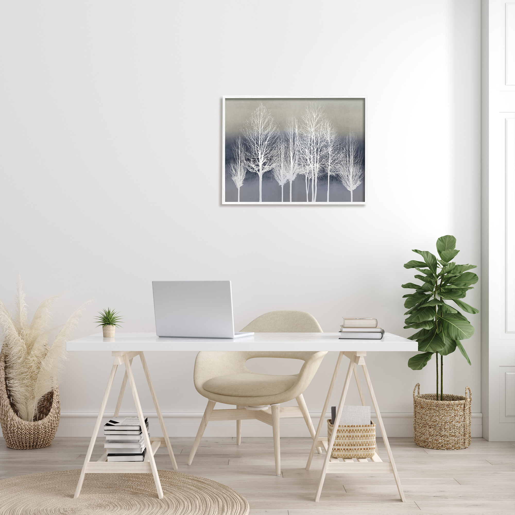 Stupell Industries Modern Tree Forest Winter Landscape over Pattern, 24 x 30, Designed by Kate Bennett
