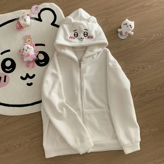 Chikawas Cute Sweatshirt Hachiware Usagi Loose Hooded Sweatshirt Spring and Autumn Coat