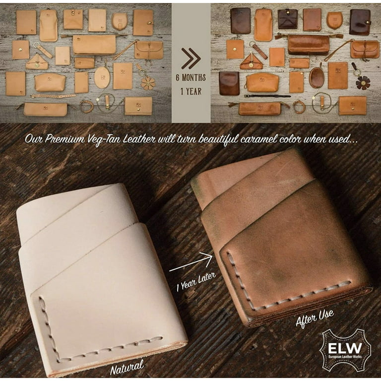 ELW SCRAPS Veg Tan Tooling Cowhide Leather Lightweight 3-6 oz. 1-2.4mm 