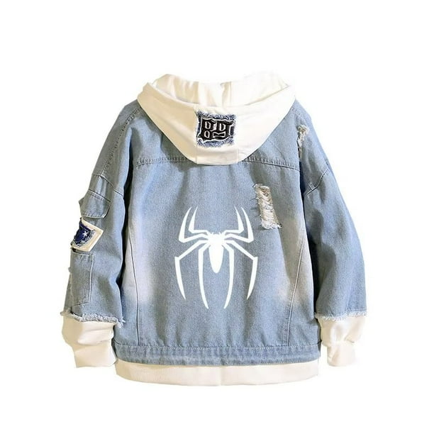 Chaqueta de mezclilla de Spider-Man con estampado de logo.