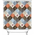 thumbnail image 2 of 4PCS Patchwork Shower Curtain Sets with Rugs, Waterproof Fabric Shower Curtain, Checkered Floral Plant Peony Rose Botanical Leaves Leaf Aesthetic Country Flower Rustic Farmhouse Bathroom Decor, 2 of 7