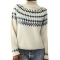 thumbnail image 3 of sususu Fall Sweaters for Women Ethnic Argyle Sweater Crewneck Long Sleeve Fairisle Pattern Pullover Jumper Top,A01-Light Gray,S, 3 of 5