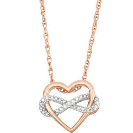 18kt Rose Gold Over Sterling Silver 1/7 Carat T.W Diamond Infinity Heart Pendant, 18