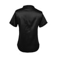 thumbnail image 5 of Summer Womens Casual Blouse Solid Color Loose Fit Shirt Top Versatile Basic Elegant Style Short Sleeve V Neck Black L, 5 of 5
