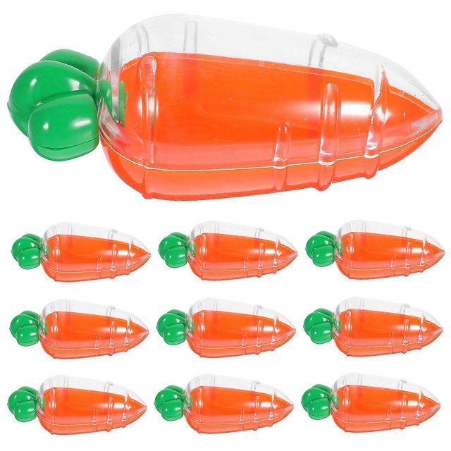 10pcs Carrot Shape Candy Boxes Plastic Gift Boxes Chocolate Candy Boxes Gift Packaging Cases Birthday Party Favor(Translucent Orange)