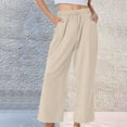 thumbnail image 1 of Wide Leg Pants Woman, Pure Cotton and Baggy Elastic with Pockets, 1 of 8