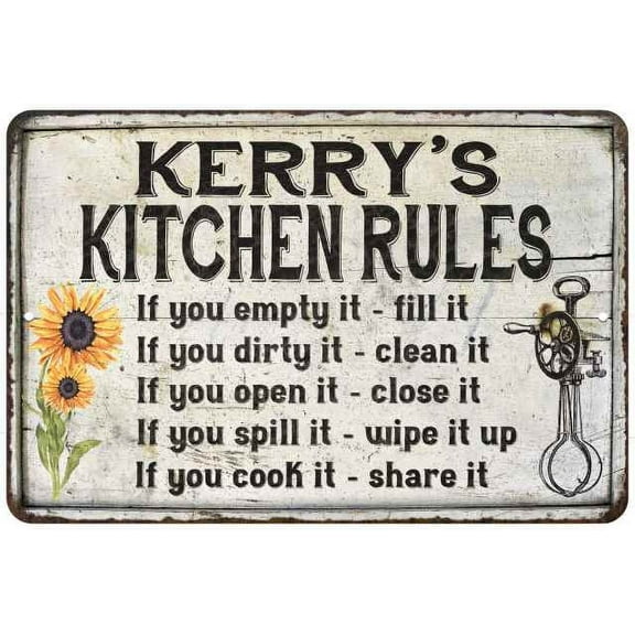 Kerry's Kitchen Rules Chic Sign Vintage Decor 8x12 Metal Sign 208120032455