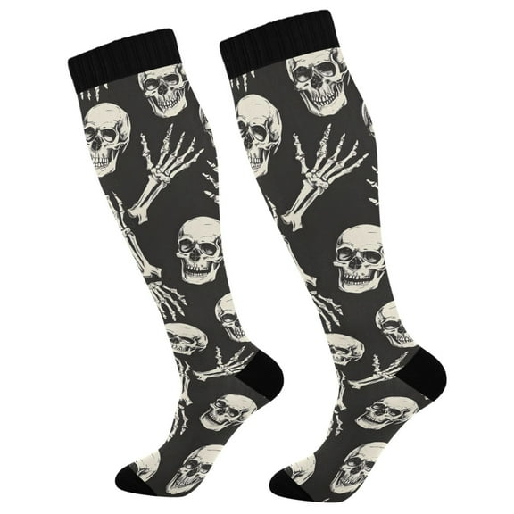 joogoo Skull Skeleton Hands Compression Socks Women Men Knee High Sock