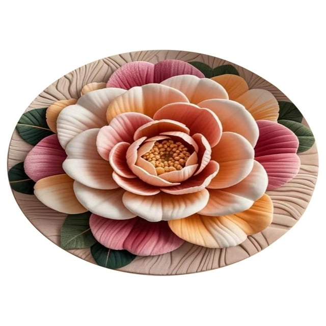 Curated Selection Pickme Plush & Diatomaceous Earth Floor Mat 3D Flower Rugs Optical Diatomite Bathroom Mat Quick Drying Non & Water Absorbent (60×60cm), 1 Rug, A