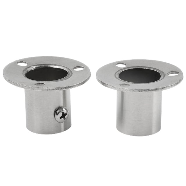 Mosiee 2Pcs/Set Stainless Steel Flange Socket Closet Rod End Support Wardrobe Curtain Cloth Rod Seat Round Tube Bracket Storage Holder