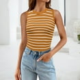 thumbnail image 4 of Wang6 Womens Ribbed Turtleneck Tank Tops Trendy Sleeveless Knit Tshirts Causal Striped Printed Going out Tops Tees Yellow One Size, 4 of 5