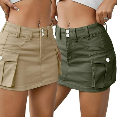 FJUCHAI Skirts for Womens Low Waisted Fall Winter Casual Bag Hip Short Skirt Mini Skirt Half Skirt with Slit