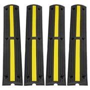 3.28 ft Cable Protector Ramp, 4 Pack of 1 Channel, 18000 lbs/axle Capacity Heavy Duty Rubber Speed Bumps, Floor Cord Cable Protector Wire Cover, for Residential Areas, Private Garages, Gardens