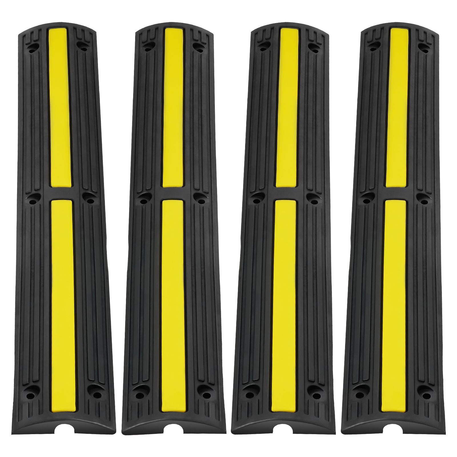 3.28 ft Cable Protector Ramp, 4 Pack of 1 Channel, 18000 lbs/axle Capacity Heavy Duty Rubber Speed Bumps, Floor Cord Cable Protector Wire Cover, for Residential Areas, Private Garages, Gardens
