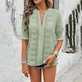 thumbnail image 2 of Staron Hauts pour Femmes Liquidation d'Été Manches Courtes Décontractées Col en V T-Shirts d'Été à Volants Tunique Décontractée, 2 of 7