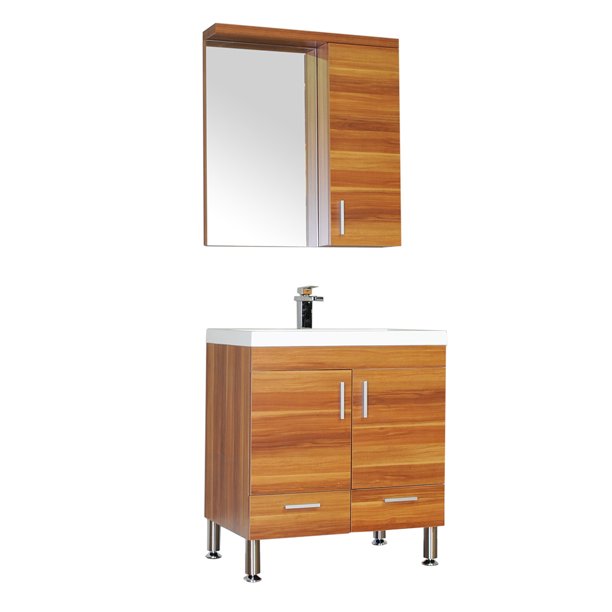 Ripley 30 Single Modern Bathroom Vanity Set In Cherry With Mirror Walmart Com Walmart Com