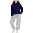 thumbnail image 2 of YOUYEDIAN Girls Boys Hoodie Set Long Sleeve Hooded Sweatshirts and Sweatpant Sets Toddler 2 Piece Sweatsuits Fall Winter Spring Outfits Gray-Navy 9-10 Years, 2 of 5