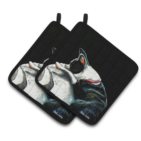 Carolines Treasures MW1315PTHD Boston Terrier Spot in the Sun Pair of Pot Holders , 7.5HX7.5W, multicolor