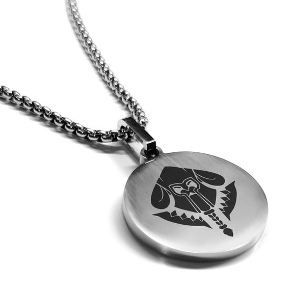 Stainless Steel Mercenary Fantasy Class Round Medallion Pendant Necklace