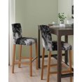 thumbnail image 2 of Black Marble Bar Stool Covers Set of 2, Vintage Abstract Grey Fluid Aesthetic Stretch Washable Bar Chair Covers with Backs, Removable Pub Counter Height Chair Cover for Kitchen Dining Room Cafe, 2 of 7