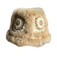 thumbnail image 2 of dianhelloya Warm hat LadyAutumn Winter Cute Handmade Knitting Plush Hat Tiger Head Shape Imitation Rabbit Fur Trim Cute Woolen Hat Khaki, 2 of 8