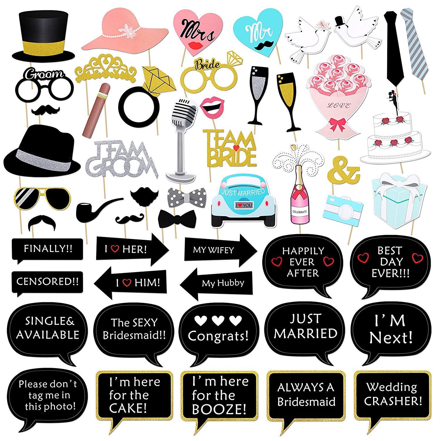 Photo Booth Props Kit Kapmore Diy Colorful Paper Stick Party Favors For Birthday Wedding