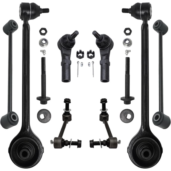 Detroit Axle - RWD End Suspension Kit for Dodge Charger Challenger Chrysler 300, 2 Front Lower Forward Control Arms 2 Front Outer Tie Rods 4 Front Rear Sway Bar Ends 2011 2012 2013 2014 Replacement