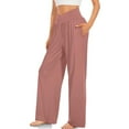 thumbnail image 6 of gbyLJF Women's Wide Leg Casual Loose Pants Yoga Sweatpants Comfy Crossover High Waisted Lounge Pajama Flowy Pants Pink 4XL, 6 of 6