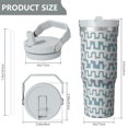 thumbnail image 4 of Modern 30oz Handheld Travel Tumbler with Handle – Double Wall Stainless Steel Insulated Cup, Flip Straw Lid, Leak-Proof & BPA-Free for Hot and Cold Drinks – Durable Coffee & Juice Mug White, 4 of 7