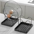 thumbnail image 1 of Stainless Steel Kitchen Rack, Pot Lid Organizer With Draining Tray, for Countertop Storage, Black, 1 of 6