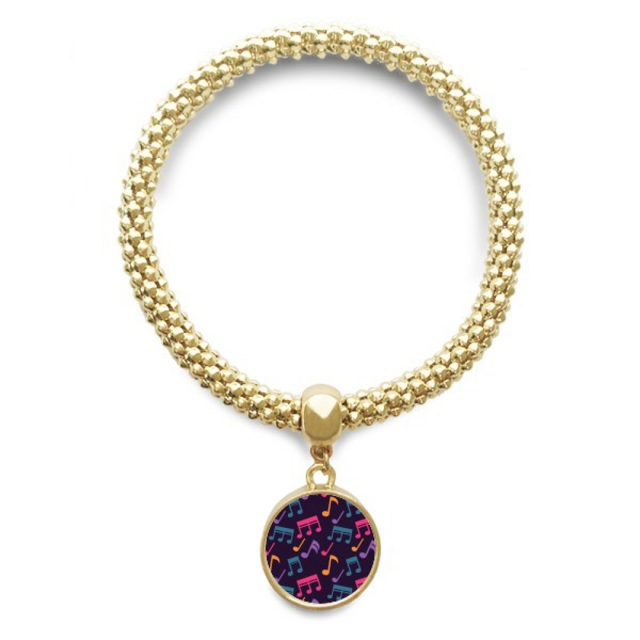 notes de Musique Colorées Pendentif Rond Chaîne de Bijoux Noir en bracelet