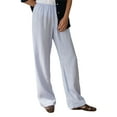 thumbnail image 2 of Elippeo Womens Pull On Pants Elastic Waistband Solid Color Wide Leg Loose Casual Comfy Trousers, 2 of 8