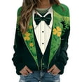 thumbnail image 1 of VBARHMQRT Chandail à Capuchon Couverture Portable Femmes St Pa Day T-Shirts Col Rond Chandail Vert Manches Raglan Chandail à Enfiler Hauts Amples Convenant Hauts Habillés, 1 of 5