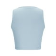 thumbnail image 4 of Wyobmus Women's Sleeveless High Neck Fitted Tank Tops Ribbed Knit Basic Cami Tee Shirts Slim Fitted Cropped Tops Summer Casual Fashion Clothes Light Blue, 4 of 6