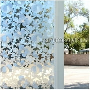 BDF 1PFLO Non-Adhesive Frosted Flower Static Cling Window Film 36in X 14ft by BuyDecorativeFilm