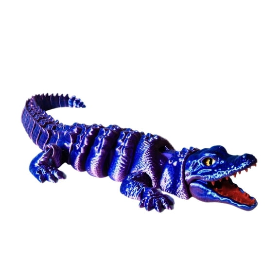 1pc Articulated Animal Model 3D Printed Crocodile Figurine Flexible Joint Collectible Unique Gift Idea for Desk and Home