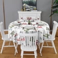 thumbnail image 2 of White Christmas Snowman Pattern Round Tablecloth 60"x60",Wrinkle Wipeable Table Cloth for Kitchen Dining Room Picnic Patio Party, 2 of 6