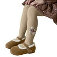 thumbnail image 4 of Xfvqtps Girls Tights Knit Cable Solid Color Flower Decoration Thickened Elastic Soft Comfortable Warm Winter Pantyhose for 2-12 Years Coffee, 4 of 5
