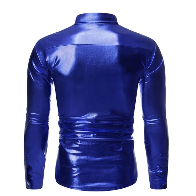 CEHVOM Chemise de Danse Décontractée à Paillettes avec Col Automnal pour Hommes