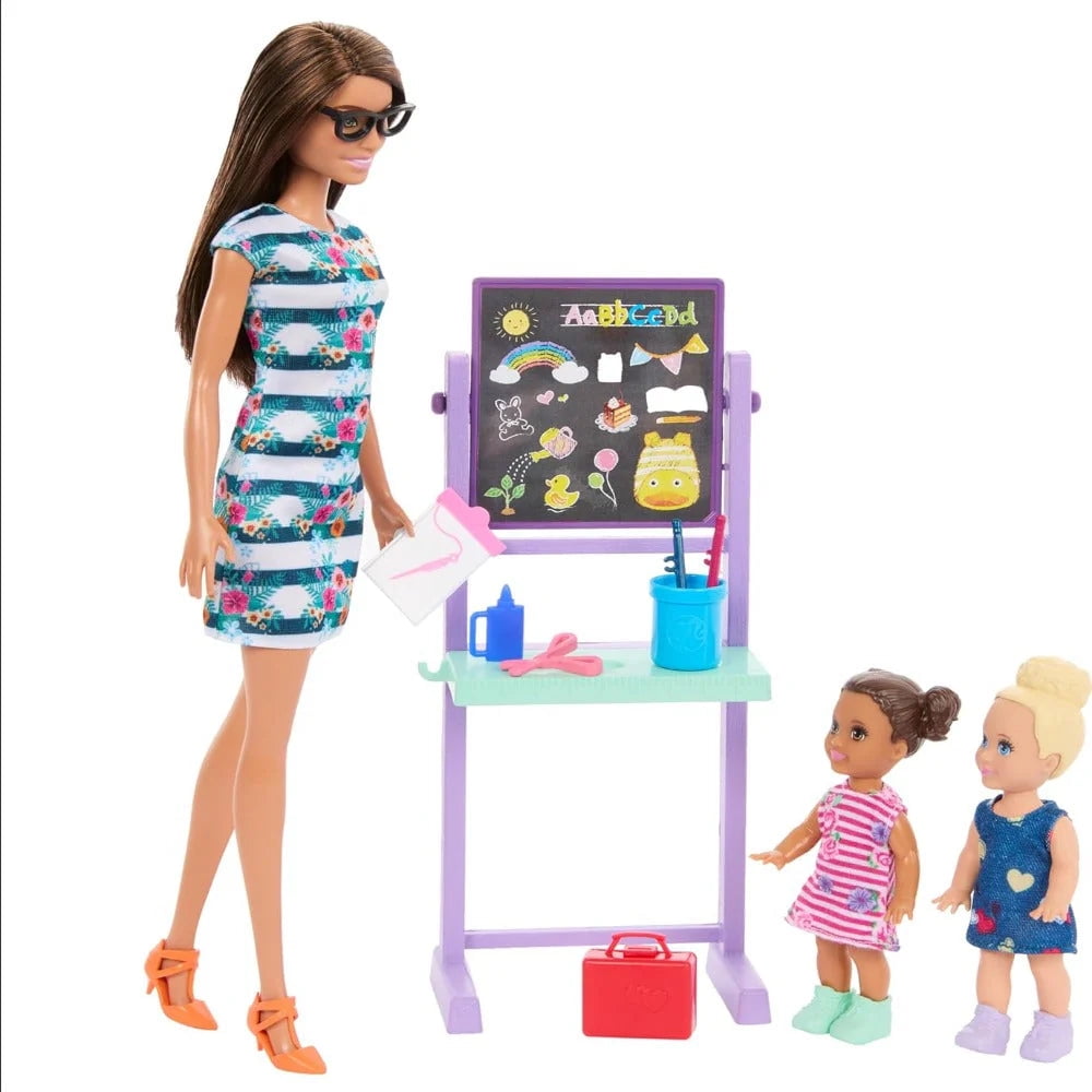 Barbie Preschool Classroom Playset with 1 Fashion Doll, 2 Small Dolls 20+ Accessories