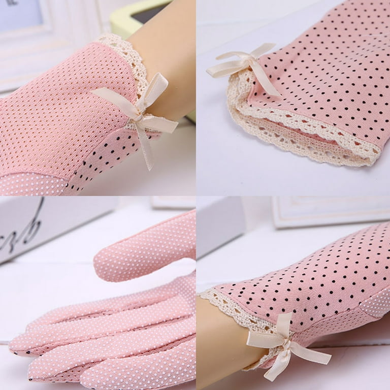Besufy Women Gloves,Summer Cotton Lace Anti-Slip Touch Screen Sun  Protection Driving Mitten
